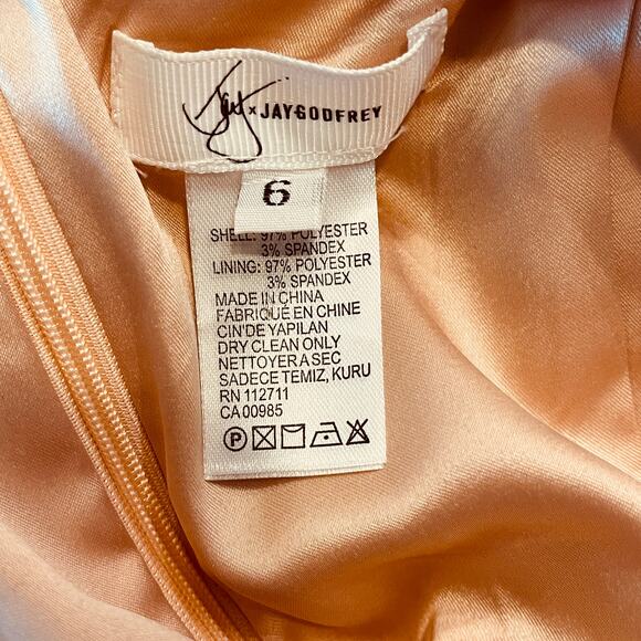 Jay Godfrey Peach Dress Front Cutout Flare Sleeves Back Zip Size 6 - Picture 5 of 8